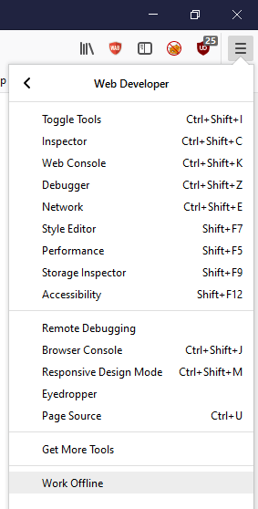 Offline Option in Mozilla Firefox